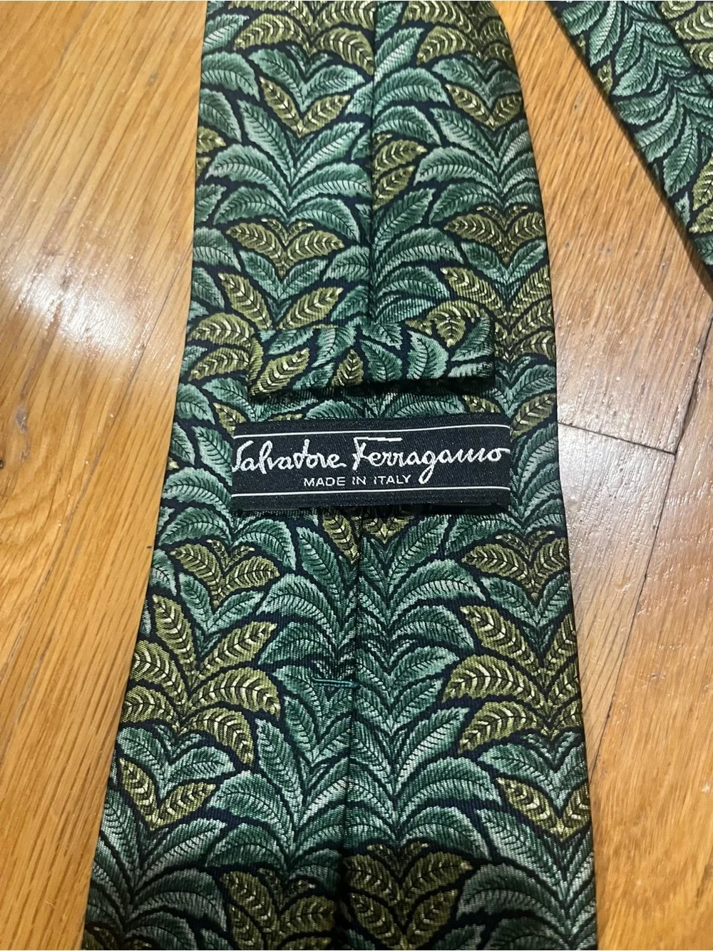 Salvatore Ferragamo Teal and Gold Jacquard Pattern Tie